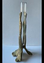 Koperen art Deco solifleur vaas, glaasje, geel koper, houder, Ophalen of Verzenden