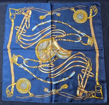 Blauw Gouden Zijden Neckerchief Sjaal teugels zadel - Nieuw beschikbaar voor biedingen