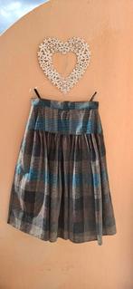 Vintage rok, maat 40/L - zwart/ blauw/ grijs - patroon -, Maat 38/40 (M), ?, Vintage, Gedragen
