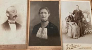 Drie kabinetfoto’s Rotterdamse/Amsterdamse fotografen ca1890 beschikbaar voor biedingen