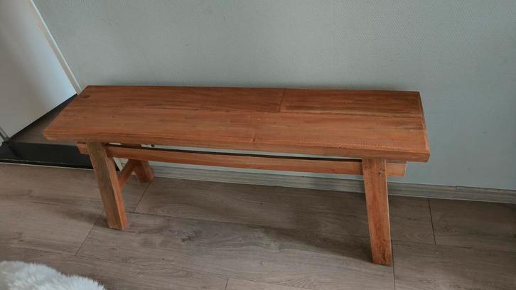 Houten Bankje - Perfect voor Binnen of Buiten!, Huis en Inrichting, Stoelen, Gebruikt, Eén, Hout, Bruin, Ophalen