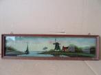 Curiosa schilderij geschilderd achter glas 34x10 Tramp art, Antiek en Kunst, Ophalen of Verzenden