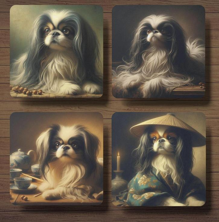 Japanse Chin Rembrandt stijl onderzetters met houder, Huis en Inrichting, Woonaccessoires | Onderzetters, Nieuw, Glas of Kopje