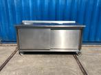 RVS werkkast/werkbank+schuifdeuren+ 1 spoelbak, Ophalen, Gebruikt