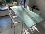 Eettafelset, design , glazen tafel, Thonet 4 stoelen , 1 xtr, Ophalen, Vijf personen of meer, Rechthoekig, Glas