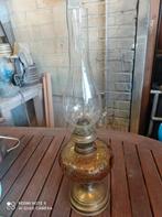 Antieke Olielamp Amberkleurig Glas, Ophalen of Verzenden
