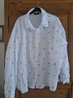 Witte wafeltjesblouse met taupe hartjes (44/46/XXL), Kleding | Dames, Blouses en Tunieken, Verzenden, Zo goed als nieuw, Wit