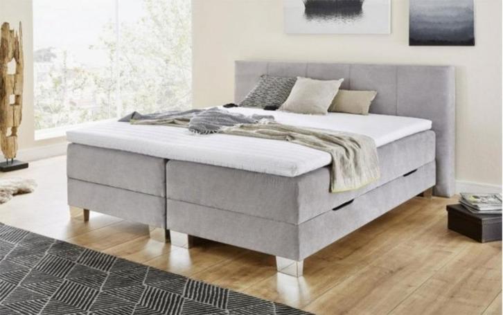 Boxspring Gerind 180 x 200, Huis en Inrichting, Slaapkamer | Boxsprings, Nieuw, 180 cm, 200 cm, Tweepersoons, Wit, Grijs, Ophalen of Verzenden