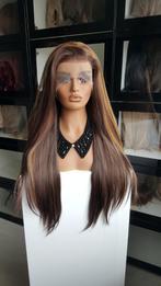 Luxe Lace Pruik: Donker bruin met licht bruine plukjes stijl, Ophalen of Verzenden, Nieuw, Pruik of Haarverlenging