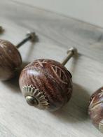 Vier prachtige deurknoppen hout vintage boho, Huis en Inrichting, Kasten | Overige, Ophalen of Verzenden, Zo goed als nieuw