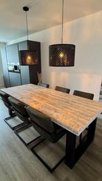 Eetkamertafel met 6 stoelen, Ophalen, Gebruikt, 100 tot 150 cm, 200 cm of meer