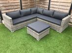 Loungeset Hoek 230 x 230 Lage set met hocker Ronddraad wicke, Tuin en Terras, Tuinsets en Loungesets, Nieuw, Kunststof, Bank, Ophalen