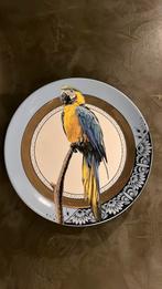 Heinen wandbord delfts blauw met papegaai, Ophalen of Verzenden