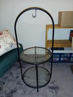 Metalen plantentafel / bijzettafel met 2 glasplaten, 45 tot 60 cm, Minder dan 55 cm, Gebruikt, Rond