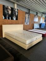 Auping boxspring creme kleur 180x210 inc 2 persoons matras, Ophalen, 210 cm, 180 cm, Stof