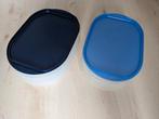 2x Tupperware stapel trio met deksel, vleesschaal, belegbak, Ophalen of Verzenden, Gebruikt, Blauw, Overige typen
