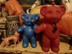 Twee oude franse plastic beertjes met pijp in de mond, Antiek en Kunst, Ophalen of Verzenden