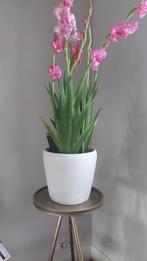 2 Bloempotten wit circa 21 cm hoog - diameter 21 cm, Gebruikt, Rond, Aardewerk, Tuin