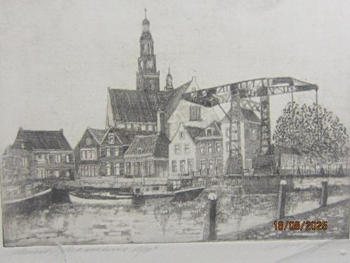 Los etsje Haven van Maassluis van Huib W.Bijl , `18/50, Antiek en Kunst, Kunst | Etsen en Gravures, Ophalen of Verzenden