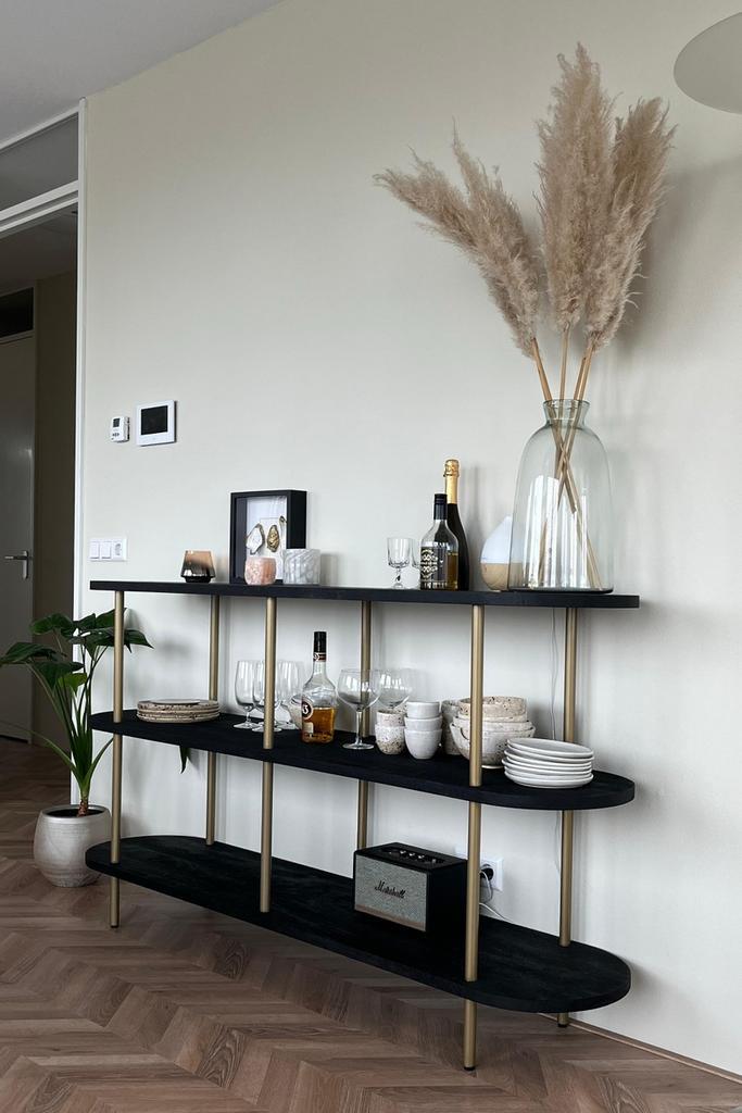 Dressoir kast / open kast / zwart - Loods5 (Laris), Huis en Inrichting, Kasten | Dressoirs, Zo goed als nieuw, 25 tot 50 cm, Ophalen