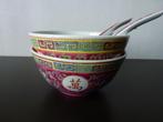 Chinees Mun Shou longvity 2 kommen en lepels, in goede staat, Ophalen of Verzenden
