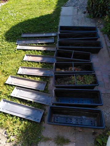 11x plantenbak, balkonbak, antraciet, bruin, 8 schotels beschikbaar voor biedingen