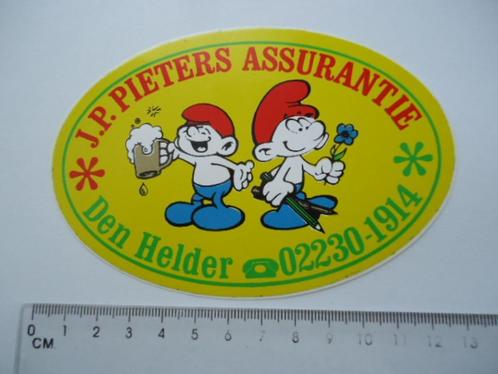 sticker oud DEN HELDER JP Pieters smurf strip peyo dupuis, Verzamelen, Stickers, Zo goed als nieuw, Bedrijf of Vereniging, Verzenden