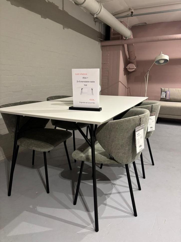Allie + 2 uitschuifbare delen, Huis en Inrichting, Tafels | Eettafels, Zo goed als nieuw, 50 tot 100 cm, 200 cm of meer, Vijf personen of meer