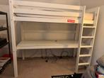 Hoogslaper met groot bureau – wit -incl matras (optioneel), Ophalen, Gebruikt, Eenpersoons, 90 cm