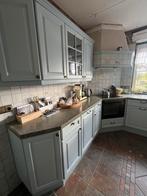 Grote massief eikenhouten landelijke keuken - lichtblauw, Huis en Inrichting, Keuken | Complete keukens, Ophalen, Gebruikt, Graniet of Steen