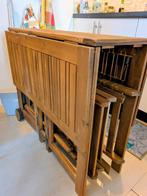 Houten inklapbare tafel met stoelen, Tuin en Terras, Ophalen, Gebruikt, Rechthoekig, Hout