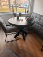 Eikenhouten eettafel, zwart, matrix poten - 90cm, Huis en Inrichting, Tafels | Eettafels, Gebruikt, Vier personen, Eikenhout, Rond