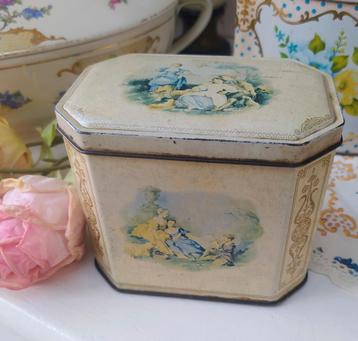 Brocante blikje Victoriaanse afbeeldingen beschikbaar voor biedingen