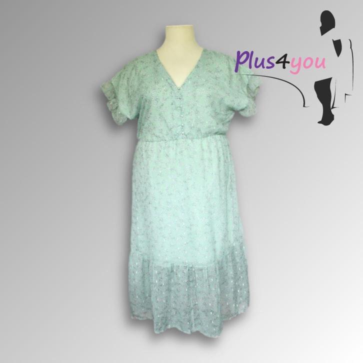 30339 Zgan Zomerjurk groen  mt 46  K26, Kleding | Dames, Grote Maten, Gedragen, Lingerie of Zwemkleding, Oranje, Ophalen of Verzenden