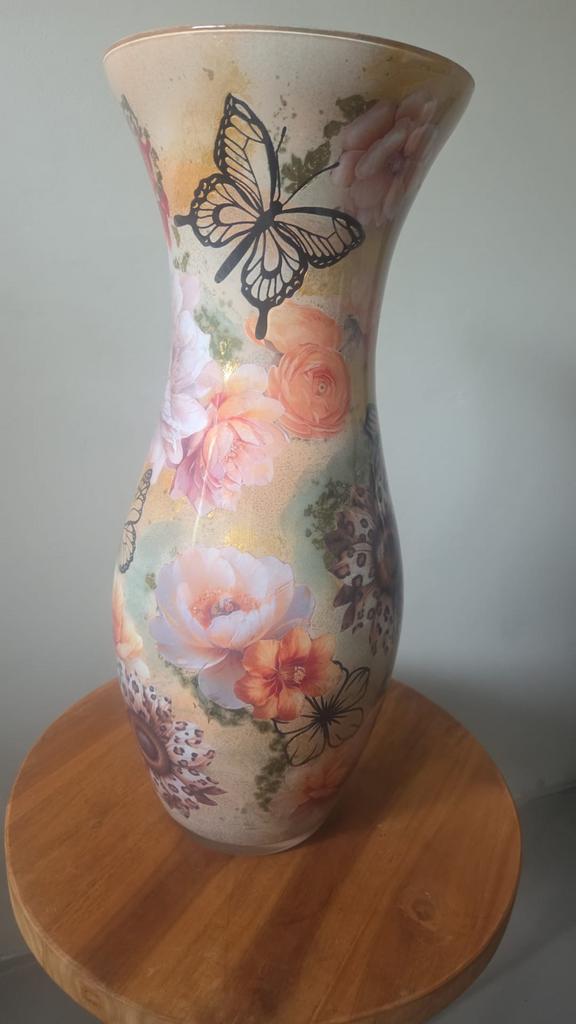 Handgemaakte Glas Vaas met Bloemen, Huis en Inrichting, Woonaccessoires | Vazen, Nieuw, Overige kleuren, Minder dan 50 cm, Glas