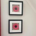 2 Schilderijen met Bloemen. Gerbera., Minder dan 50 cm, Ophalen of Verzenden, Zo goed als nieuw, Schilderij