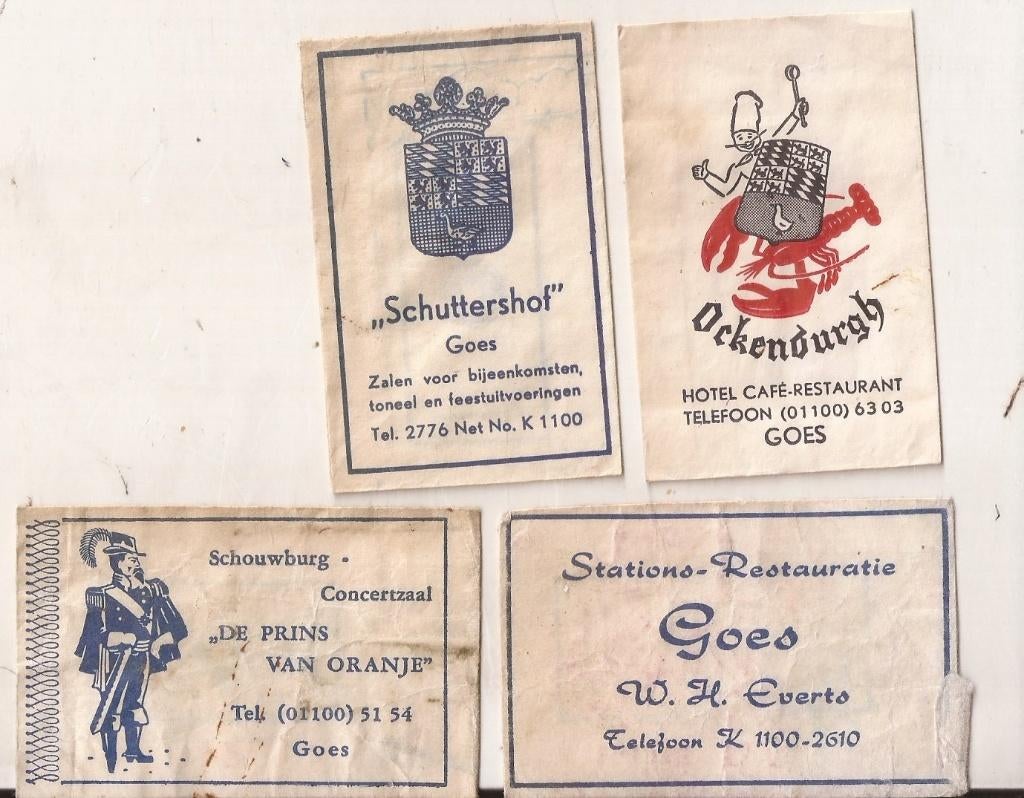 Goes 4x suikerzakjes 50/60er jaren, Ophalen of Verzenden