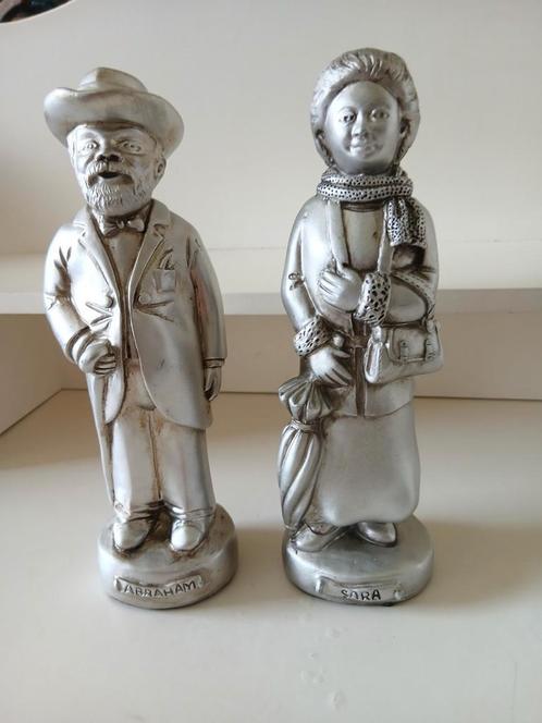 Abraham en Sara beeldjes zilverkleurig (neolith, Verzamelen, Beelden en Beeldjes, Zo goed als nieuw, Ophalen of Verzenden