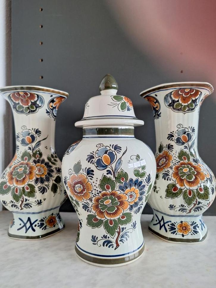 Delfts Polychroom Vazenset - Handwerk Holland, Antiek en Kunst, Antiek | Keramiek en Aardewerk, Ophalen of Verzenden