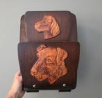 Prachtige antieke houten houder rek kranten  hond, Ophalen of Verzenden