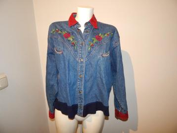 Kenzo designer vintage jeans jasje blouse bloemen stikels L beschikbaar voor biedingen