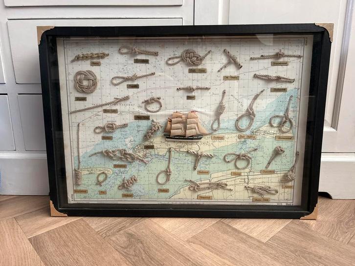 Schilderij met Zeemansknopen & Schip, Huis en Inrichting, Woonaccessoires | Schilderijen, Tekeningen en Foto's, Zo goed als nieuw