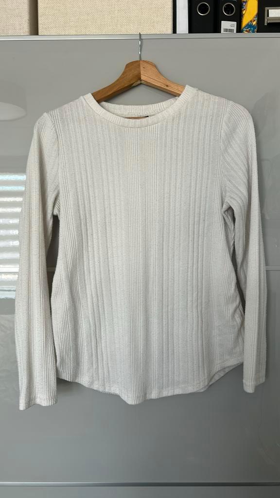 Zwangerschapsshirt wit ribpatroon - SHEIN maat L (40/42), Kleding | Dames, Positiekleding, Gedragen, Shirt of Top, Maat 42/44 (L)