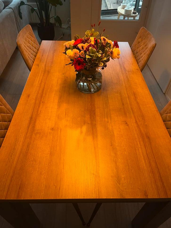 Houten eettafel zonder stoelen, Huis en Inrichting, Tafels | Eettafels, Gebruikt, 50 tot 100 cm, 150 tot 200 cm, Vier personen