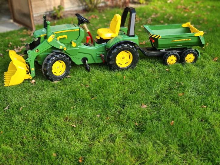 John Deere Traptrekker met Kiepkar, Kinderen en Baby's, Speelgoed | Buiten | Voertuigen en Loopfietsen, Gebruikt, Trapvoertuig