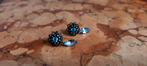 oorstekers van roestvrij staal met Blauwe strass steentjes, Ophalen of Verzenden, Zo goed als nieuw, Blauw, Overige materialen