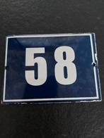 Blauwe emaille huisnr.58, Antiek en Kunst, Antiek | Emaille, Ophalen of Verzenden
