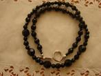 Vintage j50/60 ketting facet geslepen zwarte git., Ophalen of Verzenden, Zo goed als nieuw, Zwart, Overige materialen