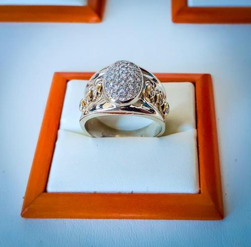 14 karaat gouden herenring zegelring witgoud, Sieraden, Tassen en Uiterlijk, Ringen, Zo goed als nieuw, Heer, 19 tot 20, Wit, Goud