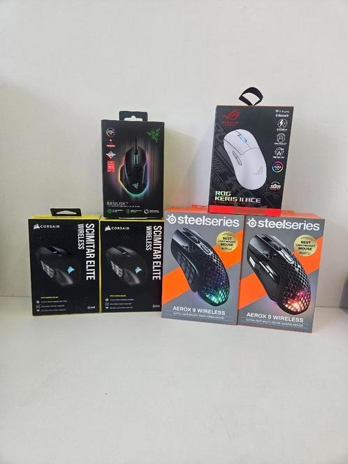 muizen-corsair/steelseries/razer basilisk/rog keris II ace, Computers en Software, Muizen, Zo goed als nieuw, Muis, Draadloos